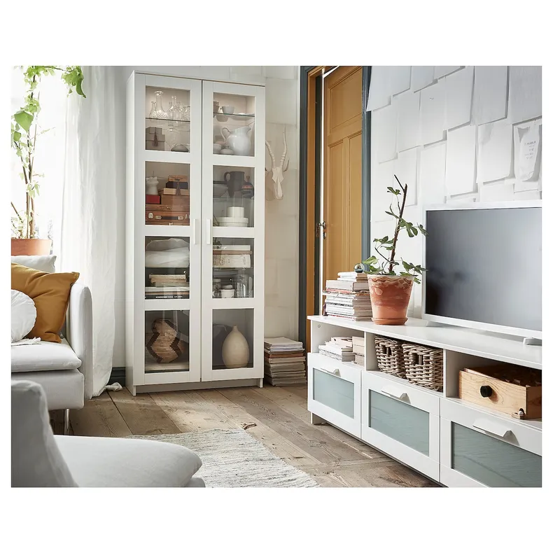 IKEA BRIMNES БРИМНЭС, шкаф-витрина, белый, 80x190 см 904.098.72 фото №6