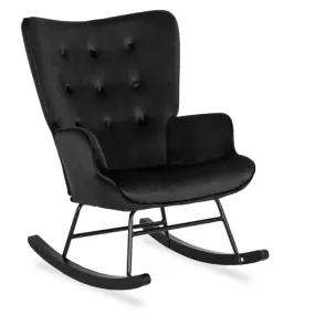 Кресло-качалка бархатное MEBEL ELITE ELIS Velvet, Черный фото
