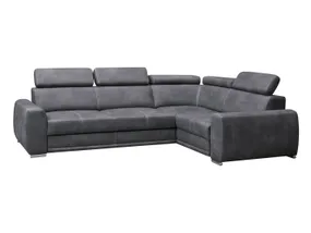 BRW Правосторонний угловой диван-кровать бархатный BRW MOON, с ящиком для хранения, серый NA-MOON-5XZAGL_P-G1_B846A4 фото