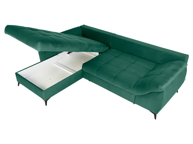 BRW Лівосторонній кутовий диван Asturia розкладний з ящиком для зберігання велюровий зелений, NA-ASTURIA-RECBK.2F-GA_BBF2F1 фото №2