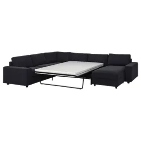 IKEA VIMLE ВІМЛЕ, кут диван-ліжко, 5-місн з кушеткою, з широкими підлокітниками/Saxemara чорно-синій 595.371.79 фото