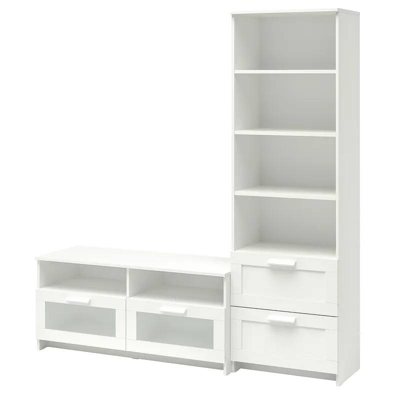 IKEA BRIMNES БРИМНЭС, шкаф для ТВ, комбинация, белый, 180x41x190 см 391.843.43 фото №1