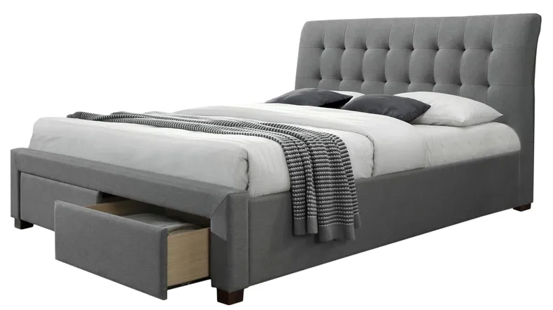 Двуспальная кровать HALMAR С ящиками Percy 160x200 см серый фото №1