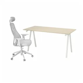 IKEA TROTTEN ТРОТТЕН / MATCHSPEL МАТЧСПЕЛ, письменный стол и стул, бежевый/белый светло-серый 595.377.68 фото