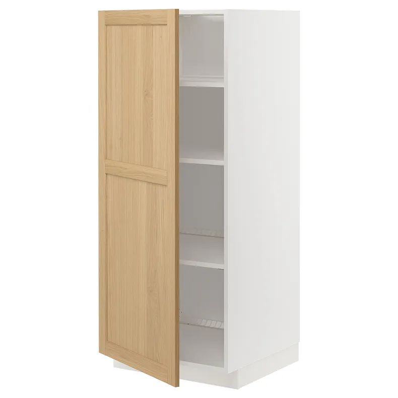 IKEA METOD МЕТОД, висока шафа із полицями, білий / ФОРСБАККА дуб, 60x60x140 см 195.094.18 фото №1