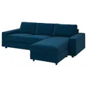 IKEA VIMLE ВІМЛЕ, 3-місний диван із кушеткою, з широкими підлокітниками/Djuparp темно-зелено-синій 794.326.85 фото thumb №1