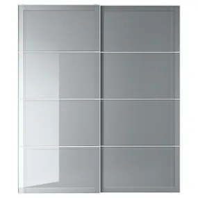 IKEA BJÖRNÖYA БЙЕРНЕЙА, розсувні дверцята, 2 шт., ефект сірого відтінку, 200x236 см 494.396.93 фото