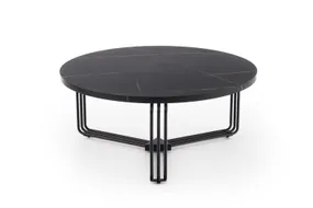 Журнальний стіл круглий HALMAR ANTICA 80x80 см, стільниця - чорний мармур, каркас - чорний фото