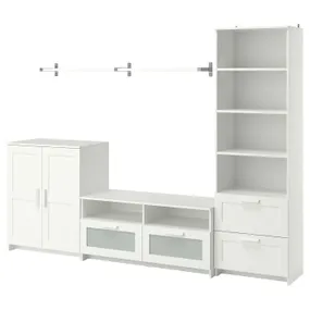 IKEA BRIMNES БРИМНЭС / BERGSHULT БЕРГСХУЛЬТ, шкаф для ТВ, комбинация, белый, 258x41x190 см 993.986.71 фото