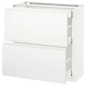 IKEA METOD МЕТОД / MAXIMERA МАКСІМЕРА, підлогова шафа / 2 фронт пан / 3 шухл, білий / Voxtorp матовий білий, 80x37 см 891.128.34 фото