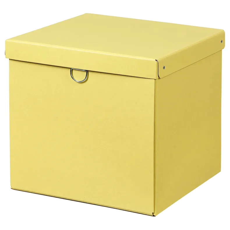IKEA NIMM НІММ, коробка для зберігання з кришкою, жовтий, 32x30x30 см 705.959.45 фото №1