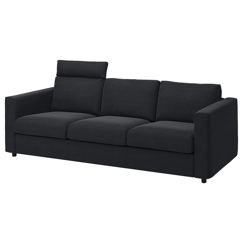 IKEA VIMLE ВІМЛЕ, 3-місний диван, з узголів'ям/САКСЕМАРА чорно-синій 893.990.58 фото №1