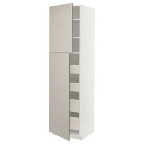 IKEA METOD МЕТОД / MAXIMERA МАКСІМЕРА, висока шафа, 2 дверцят / 4 шухляди, білий / стенсундський бежевий, 60x60x220 см 894.645.72 фото