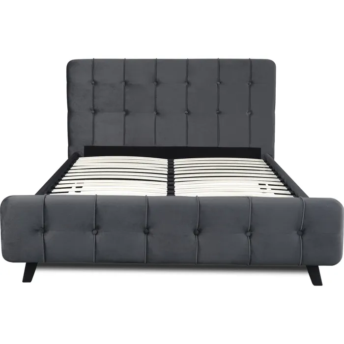 Ліжко двоспальне оксамитове MEBEL ELITE LINO Velvet, 140x200 см, Темно-сірий фото №1