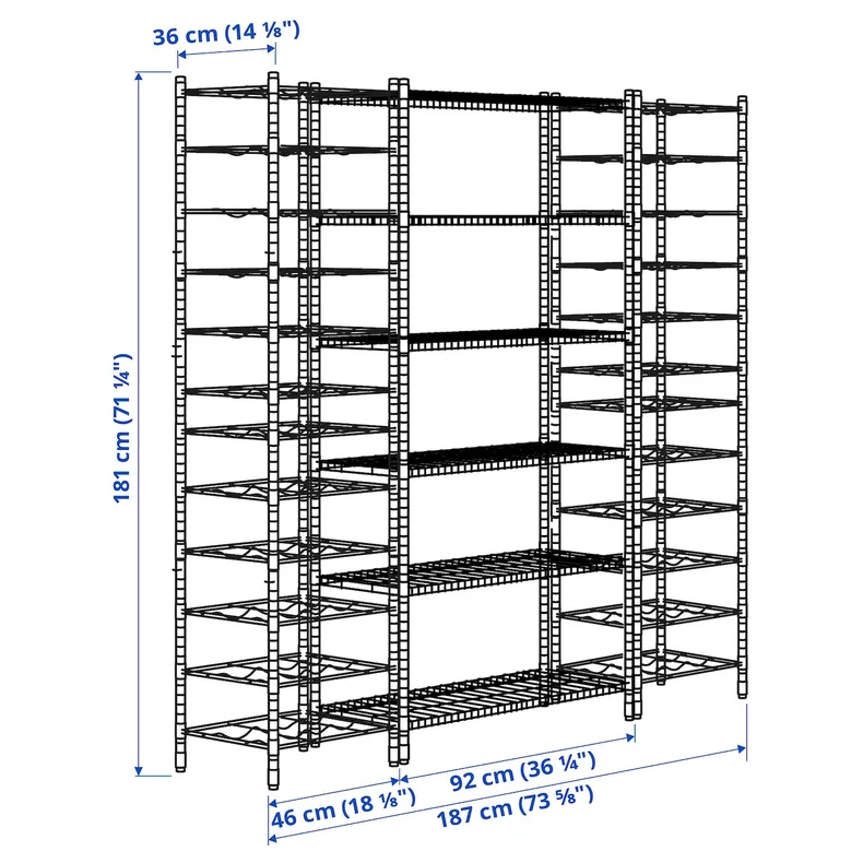 IKEA OMAR ОМАР, 3 стелажі, 187x36x181 см 192.794.79 фото №6