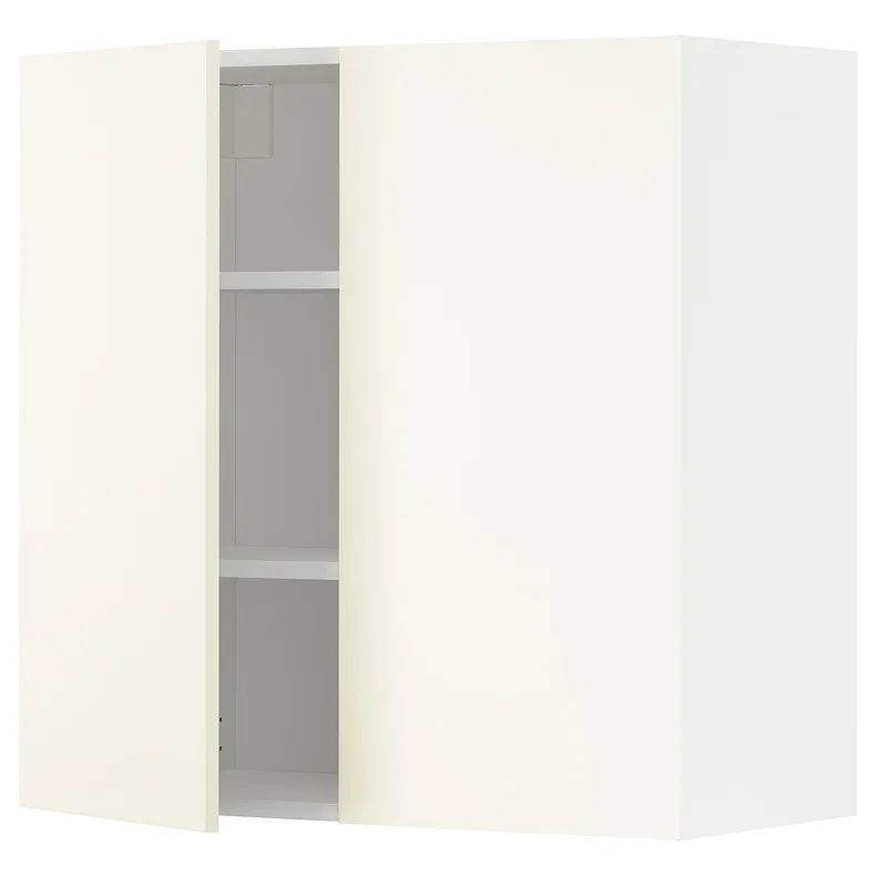 IKEA METOD МЕТОД, навесной шкаф с полками / 2дверцы, белый / Вальстена белый, 80x80 см 395.072.63 фото №1