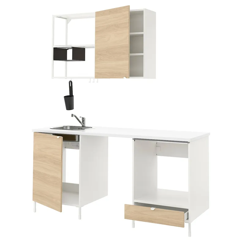 IKEA ENHET ЭНХЕТ, кухня, белый / имит. дуб, 183x63.5x222 см 293.374.93 фото №1