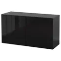 IKEA BESTÅ БЕСТО, настінна комбінація шаф, чорно-коричневий ГЛАССВІК / чорний димчасте скло, 120x42x64 см 594.410.87 фото thumb №1