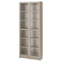 IKEA BILLY БИЛЛИ, шкаф книжный со стеклянными дверьми, серый / металлический эффект, 80x30x202 см 004.156.03 фото thumb №1