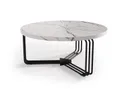 Журнальный стол круглый HALMAR ANTICA, 80x80 см, столешница - белый мрамор, каркас - черный фото thumb №5