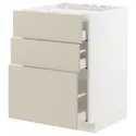 IKEA METOD МЕТОД / MAXIMERA МАКСИМЕРА, шкаф д / варочной панели / 3фасада / 3ящ, белый / гавсторпский бежевый, 60x60 см 394.266.67 фото thumb №1
