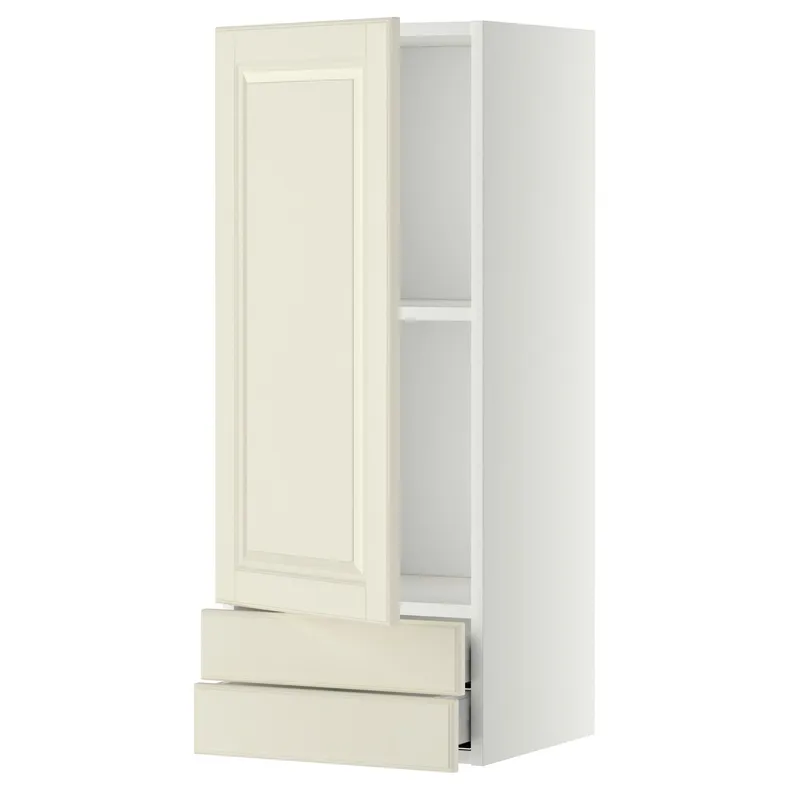 IKEA METOD МЕТОД / MAXIMERA МАКСИМЕРА, навесной шкаф с дверцей / 2 ящика, белый / бодбинские сливки, 40x100 см 694.607.30 фото №1