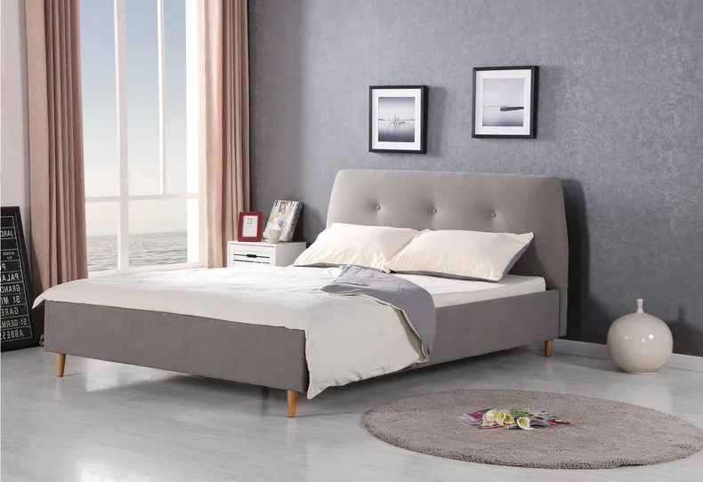 Ліжко двоспальне HALMAR DORIS 160x200 см сіре фото №2