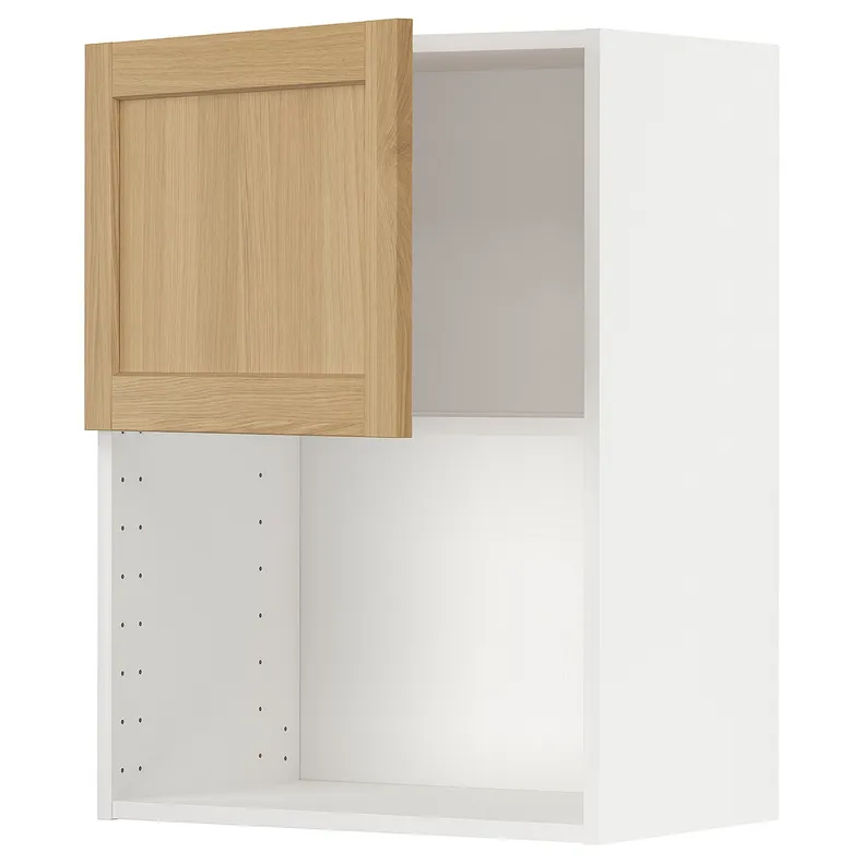 IKEA METOD МЕТОД, шафа навісна для мікрохвильової печ, білий / ФОРСБАККА дуб, 60x80 см 095.093.34 фото №1