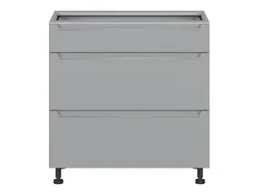 BRW Кухонный базовый шкаф Iris 80 см с ящиками ferro бесшумного закрывания, гренола серый/ферро FB_D3S_80/82_2STB/STB-SZG/FER фото