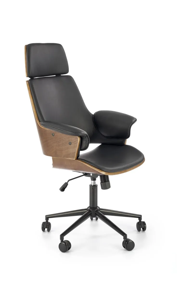 Крісло комп'ютерне офісне обертове HALMAR WEBER горіх / чорний, екошкіра фото №2