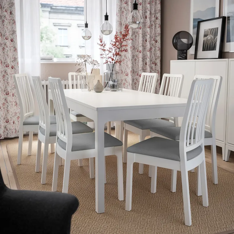 IKEA EKEDALEN ЭКЕДАЛЕН / EKEDALEN ЭКЕДАЛЕН, стол и 8 стульев, белый белый / светло-серый, 180 / 240 см 294.828.52 фото №3