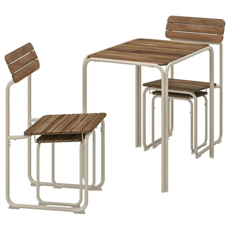 IKEA FURUÖN ФУРУЁН, стол+2 стула+2 табурета для ног, коричневый / внешний 305.437.36 фото №1