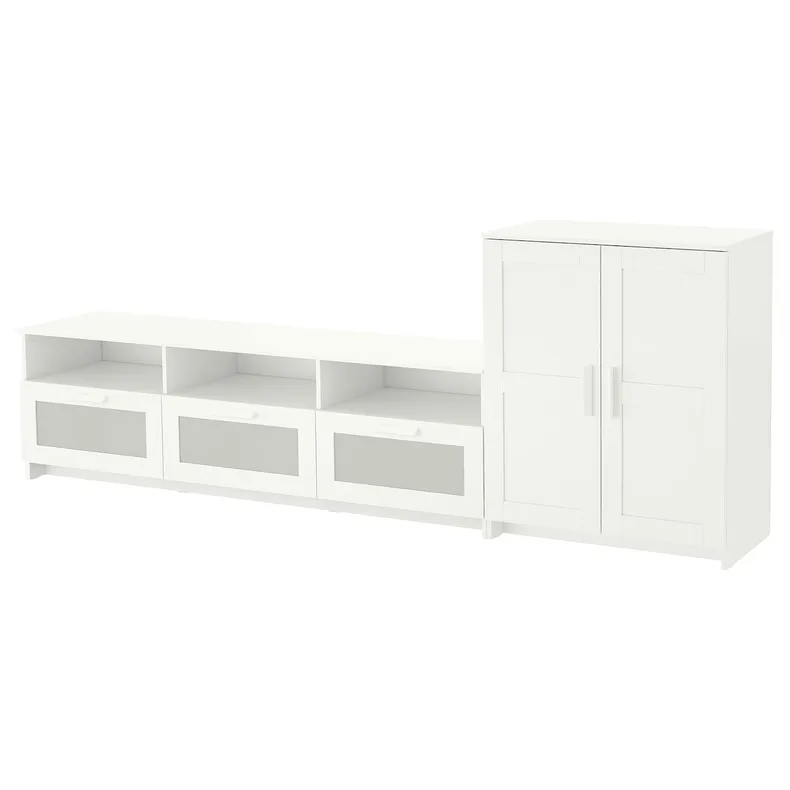 IKEA BRIMNES БРІМНЕС, комбінація шаф для телевізора, білий, 258x41x95 см 592.782.13 фото №1