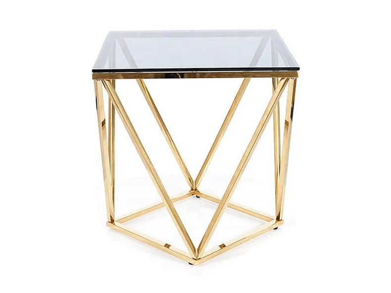 Журнальний столик скляний SIGNAL SILVER B, 50x50 см, димчасте скло / золото фото №1