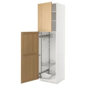 IKEA METOD МЕТОД, высокий шкаф с отд д / акс д / уборки, белый / дуб форсбака, 60x60x220 см 695.094.25 фото
