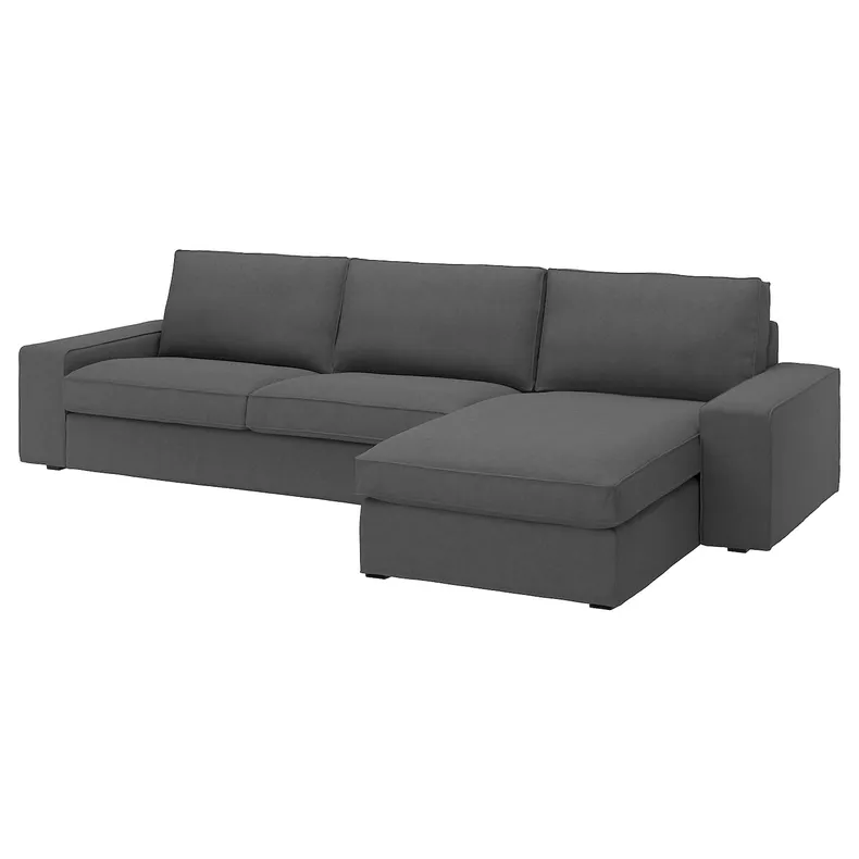 IKEA KIVIK КІВІК, 4-місний диван із кушеткою, Талміра середньо-сіра 694.847.88 фото №1