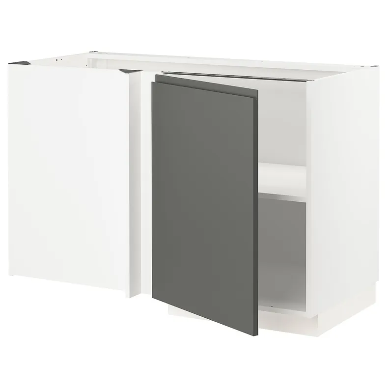 IKEA METOD МЕТОД, угловой напольный шкаф с полкой, белый / Воксторп темно-серый, 128x68 см 794.664.06 фото №1