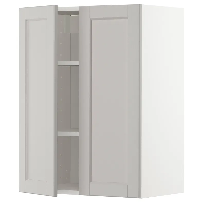 IKEA METOD МЕТОД, навесной шкаф с полками / 2дверцы, белый / светло-серый, 60x80 см 794.597.07 фото №1
