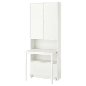 IKEA BILLY БІЛЛІ, HÖGBO ХЕГБУ, книжкова шафа з столом і шухлядою, білий, 80x202 см фото