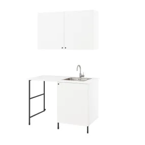 IKEA ENHET ЭНХЕТ, комбинация для домашней прачечной, антрацит / белый, 139x63,5x87,5 см 594.772.60 фото