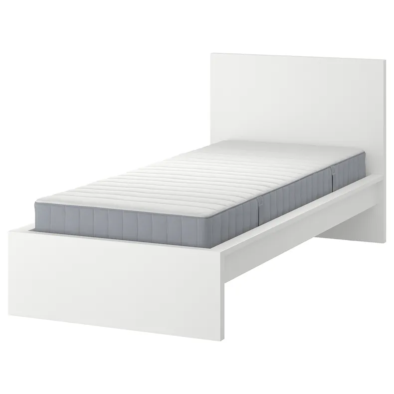 IKEA MALM МАЛЬМ, каркас кровати с матрасом, белый / валевый твердый, 90x200 см 995.368.37 фото №1