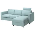 IKEA VIMLE ВІМЛЕ, чохол для 3-місного дивана з кушет, з узголів'ям САКСЕМАРА / світло-синій 594.250.87 фото thumb №2