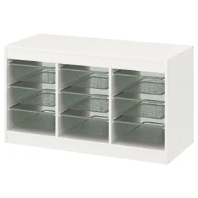 IKEA TROFAST ТРУФАСТ, комбінація для зберіган +контейнери, білий/світлий зелено-сірий, 99x44x56 см 894.803.22 фото
