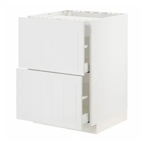IKEA METOD МЕТОД / MAXIMERA МАКСІМЕРА, підлог шафа д / плити, 2 фр пан / 2 шух, білий / стенсундський білий, 60x60 см 094.094.76 фото