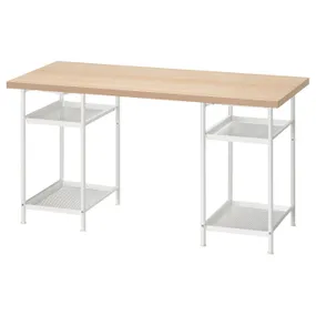 IKEA LAGKAPTEN ЛАГКАПТЕН / SPÄND СПЭНД, письменный стол, Дуб, окрашенный в белый/белый цвет, 140x60 см 495.638.52 фото