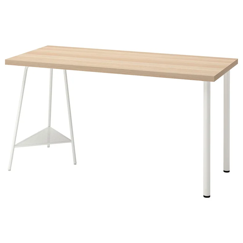IKEA LAGKAPTEN ЛАГКАПТЕН / TILLSLAG ТІЛЛЬСЛАГ, письмовий стіл, під білений дуб / білий, 140x60 см 494.172.95 фото №1