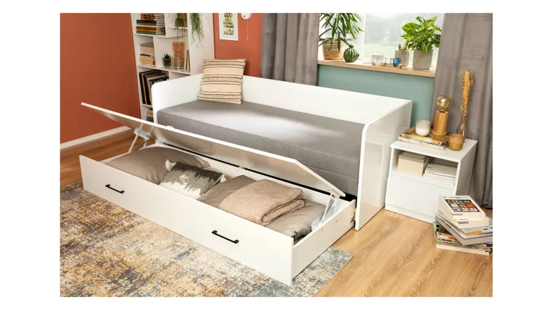BRW Каркас розкладного ліжка Tetrix 80-160x200 з контейнером білий глянцевий, білий глянець LOZ/80/160-BIP фото №9