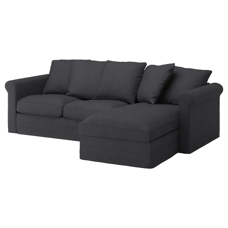 IKEA GRÖNLID ГРЁНЛИД, 3-местный диван с козеткой, Sporda темно-серый 494.085.64 фото №1