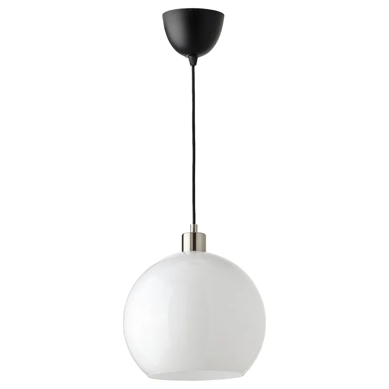 IKEA JÄRPLIDEN ЭРПЛИДЕН, подвесной светильник, белое стекло / никелированное покрытие, 30 см 204.996.06 фото №1