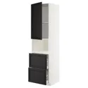 IKEA METOD МЕТОД / MAXIMERA МАКСІМЕРА, висока шафа для мікрох печі, 2 шухл, білий / ЛЕРХЮТТАН чорна морилка, 60x60x220 см 094.651.89 фото thumb №1